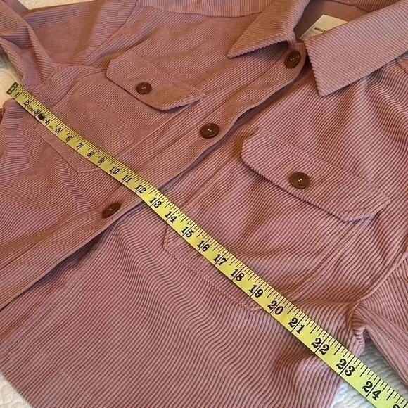 Avec Les Filles Corduroy Relaxed Fit Shacket Shirt Crop Jacket Womens Large Pink - Picture 10 of 17
